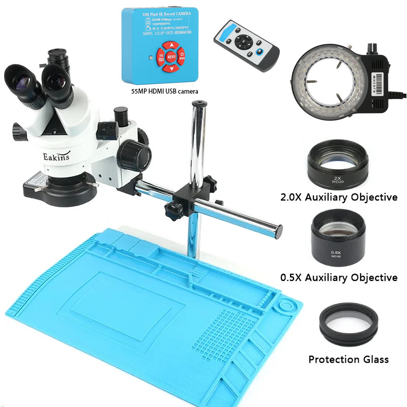 7-45X シムルフォーカルズーム三眼実体顕微鏡、55MP  - Electronics Repair Simulator のレビューと価格